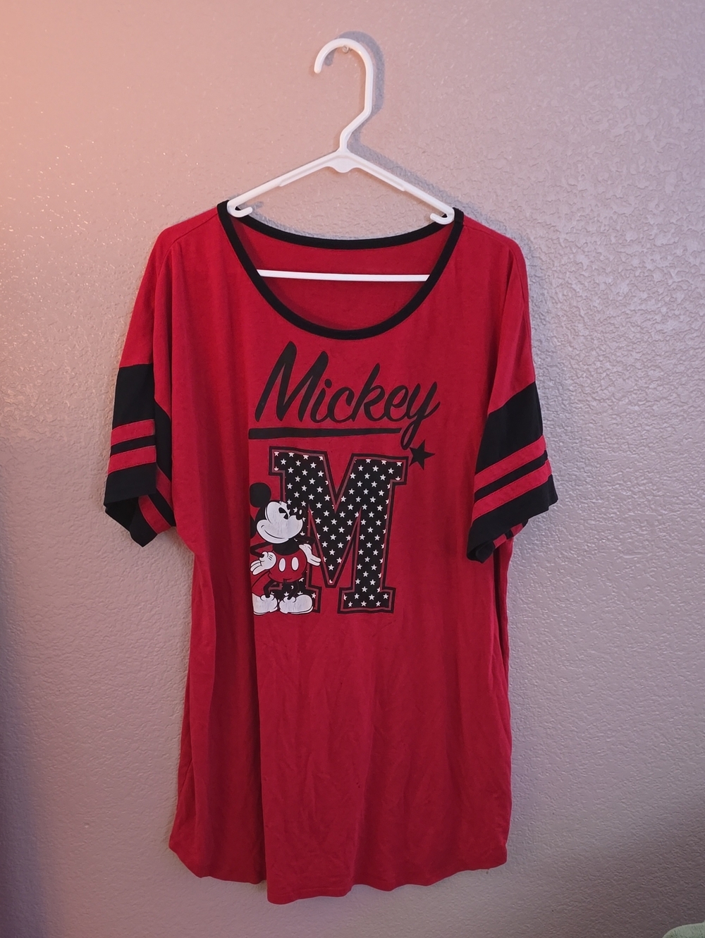 Disney Red & Black Mickey Graphic Short Sleeve Tee